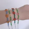 Catena a maglie Boho naturale Braccialetto di perline di fiori di cristallo fatti a mano Carino gioielli colorati per bambini Ins Braccialetti per bambini per le donne Regali Charms Fa