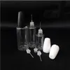 10ml 15ml 30ml Refillerbara flaskor PET CLEAR BLASH med lång tunn nålspetsflaska för tomma oljetillbehör E flytande burk Skriv ut logotyp anpassad