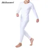 Vêtements de nuit pour hommes hiver blanc ensembles de sous-vêtements thermiques pour hommes coton élastique Long Johns couleur unie chaud Sexy marque pantalon costume taille M-XXL