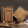 Wooden Bamboo Serving Tray Tea Cup Saucer Trays Fruit Plate Storage Pallet Plate Decoration Japanese Food Rectangular Plate 211110