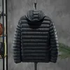 Homem atacado com capuz para baixo jaqueta moda tendência casais zíper plus size baiacava casacos desenhador inverno masculino pão de luxo quente jaquetas de sopro