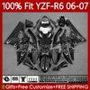 OEM MoTorycycle Body for Yamaha YZF R 6 600 CC YZF600 YZF-R6 06-07 Bodywork 98NO.121 YZF R6 2006 2007 YZF-600 FLAMES CINZAS 600CC YZFR6 06 07 MOLDE DE INJEÇÃO FIT