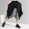 [EAM] Hohe elastische Taille Grey Wide Bein KontrastfarbenRosen Neue Lose Fit Hosen Frauen Mode Flut Frühling Sommer 2021 1W50302 Q0801