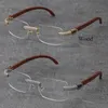 Whole Metal Mix Plank Arms Rimless Micro-paved Diamond Set Frames Wooden Eyewear Myopic Glasses Male and Female 18K Gold Frame198D