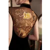 Vêtements ethniques 2022 robe chinoise femmes Cheongsam Ao Dai Vintage fête évider broderie Sexy Oriental amélioration sans manches245I