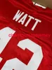 Мужчины женские молодежи TJ Watt Jersey Sewn Red College Jersey сшита на заказ любое название футбольное майка