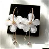 Pendientes colgantes de araña, joyería de moda, flor de pétalo, borla de circón acrílico, Brincos transparentes para mujer, regalos de fiesta de boda, entrega directa