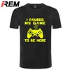 Oyunu burada duraklattım Erkekler T-shirt Komik Video Gamer Oyun Oyuncu Mizah Joke T Shirt Mektup Baskı Tops 210716