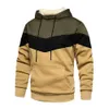 Men's Patchwork Hooded Sweatshirt Hoodies Clothing Casual Loose Fleece Warm Streetwear Male Fashion Autumn Winter Outwear 210728