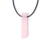 Genezende onregelmatige stenen rechthoek Bar Crystal Quartz Opal hanger ketting lederen kettingen voor mannen vrouwen mode sieraden