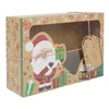 22/18cm Paper Gift Boxes Christmas Present Muffin Snacks Packaging Box Paper Xmas Snowman Santa Claus Box with Greeting Card 211108
