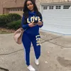 2 Stuk Set Dames Outfit Liefde Letter Print Hoge Hals Hoodies Sweatshirt Broek Tracksuit 2021 Plus Size Streetwear Casual Pak