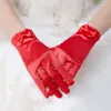 Femmes mariage mariée cinq doigts gants courts Satin doigt complet poignet longueur Costume bal fête gant