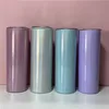 Sublimation Skinny STRAIGHT Glitter Tumblers With Straws Colorful Heat Transfer Cups Stainless Steel Water Bottles Double Insulated Drinking Mugs A12