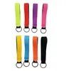 Party Favor Solid Color Neoprene Wristlet Keychains Lanyard Strap Band Split Ring Key Chain Holder Key Hand Wrist Keychain For Girls/Women fy2612