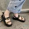 Sandals Summer Platform Fashion Wedges Women Shoes 2021 Rivet Outdoor Open Toe Casual Woman Black Beige