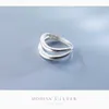 Doppelschichtige geometrische Linie Sterlingsilber 925 Dicker Ring für Frauen Mode Einfaches Partygeschenk Feiner Schmuck 210707