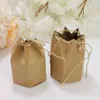 Gift Wrap 50/100pcs Creative Kraft Paper Candy Boxes Lantern Hexagon Shape Wedding Favors Cake Packaging Box Dragees Bags