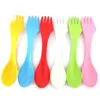 6pcs/set 3 In 1 Spoon Fork Knife Outdoor Camping Hiking Utensils Plastic Spork Combo Travel Tableware