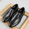 Luxo Mens Locais Sapatos Genuíno De Couro Deslizamento Em Crocodilo Padrão Homens Negócios Casamento Formal Casual Vestido Sapatos Homens G7