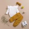 Carta de bebê de 3 peças impressão impressão bodysuit e bolinhas calças com bandana conjunto 210528