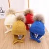 BERETS Big Pompom Bomber d'hiver Chapeaux pour garçons Baby Baby Children's Cap avec oreillettes solides en peluche en tricot épais 1 à 4 ans DAVI22