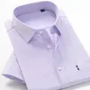 Shan Bao Classic Brand Mäns Business Casual Loose Plaid Short-Sleeved Shirt Sommar Professionell Office Stor Storlek Skjorta 210708