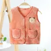 Flanel baby peuter jongens meisjes vest warm vest herfst kids kinderen jas mouwloze fluwelen vest babykleding 210818