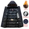 Männer Winter Casual Lange Dicke Fleece Kapuze Wasserdichte Parkas Jacke Mantel Outwear Mode Taschen Parka 58 Plus 220105