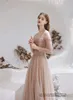 Nya Sexiga Bateau Sequins A-Line Formal Evening Dresses 2021 Beading Långärmad Tulle Lace Up Golvlängd Cocktail Prom Party Gowns 10