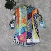 Camisas soltas estampadas de manga comprida casuais, blusas e tops femininos streetwear vintage moda plus size S-2XL