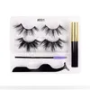 Thick Long 25mm 10 Magnetics Mink False Eyelashes Set Curly & Soft Handmade Fake Lashes With Magnet Liquid Eyeliner + Tweezer DHL Free