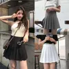 Summer Korean Skirt Pleated School Skirt Shorts High Waist Sexy Mini Japanese Skirt Black White Plus Size 210306