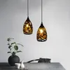 Modern LED Pendant Light Iron Hollow Metal Cage Pendant Lamp Living Room Restaurant Shop Bar Fixture Decoration