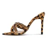 Buty Sukienka 2021 Sandały Letnie Otwarte Toe Stiletto Solid Color Leopard Drukuj Sexy Europejski i Piękne Kobiety