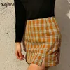 Yojoceli streetwear plaid a line kjol botten kvinnor sexig mini våren 210609