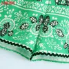 Tangada Women Retro Green Floral Print Shorts Vintage High Elastic Waist Drawstring Female Short Pants Mujer BE941 210609