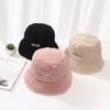Breite Krempe Hüte Farbe Warm Hut Plüsch Frauen Eimer Cap Kaschmir