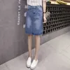 Lucyever koreanska lösa kvinnor denim midi kjol sommar a-line blå kvinnlig jeans vintage casual bomull plus storlek faldas 5xl 210621
