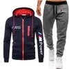 New 2 Pieces Sets Tracksuit Bmw Power Print Men Hooded Sweatshirt Pants Pullover Hoodie Sportwear Suit Casual Sports Men Clothes X0909