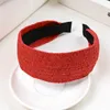 Mode handgemaakte brede kant eenvoudige hoofdband rietje weven haarband vrouwen elegante raffia gras knoop haarband meisjes haartjes accessoires