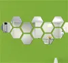 Calcomanía de pared de espejo 3D hexágono en vinilo pegatina extraíble calcomanía de pared decoración del hogar arte diy 147 v2