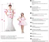 エレガントなラベンダーのティアルチュールロングウエディングドレス2021ラインフィットボーン3D花床の長さのイブニングガウン