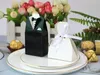 لصالح حاملي الإبداع Tuxedo Bridal Dress Candy Box 100PCS Bulk Chocolate Gift Box Bonbonniere بطاقة زفاف مع شريط