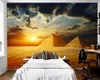 Wallpapers Papel de Parede Pirâmides egípcios e camelos no Pôr do sol Papel de parede 3D, sala de estar sofá TV Parede Restaurante Bar Mural