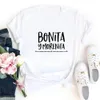 Бонита y morenita летняя смешная футболка женщины футболка с коротким рукавом футболка женская топ хлопчатобумажная футболка femme черный camiseta mujer 210306