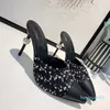 여성 신발 럭셔리 양피가 뾰족한 발가락 큰 진주 하이힐 슬리퍼 색상 일치하는 편안한 캐주얼 전문 연회 섹시한 2021