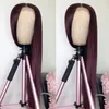 Straight Burgundy Lace Front Wig 99J Colored 13*1 Lace Front Human Hair Wig Peruvian Remy Lace Part 150 Pre Plucked