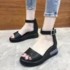 Kobiety Solidne Czeski Klamra Peep Toe Kliny Grube Dno Flatform Buty Sandały 2021 Damskie Sandalias de Las Mujeres Y0721