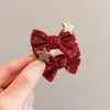 Hair Accessories 2022 Year Children's Red Holiday Bow Hairpin Baby Bangs Clip Mink Ball Side Flower Cloth